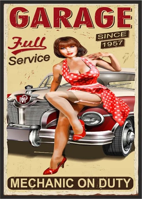 Vászonkép Poszter Keretben 33x43 cm Garázs Pinup P1847