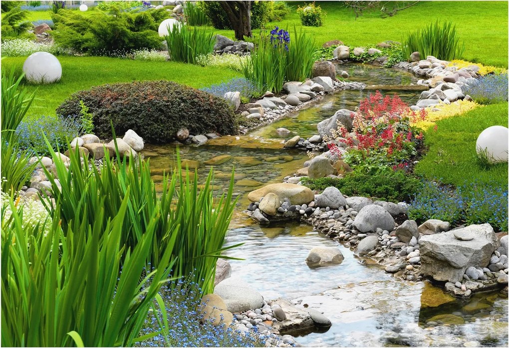 Fotótapéta Flizelin a ház szobájába 3D idilli kert 152x104 ragasztó