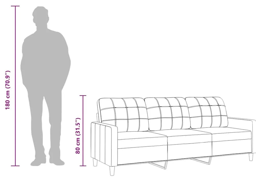 3 személyes világosszürke szövet kanapé 210 cm