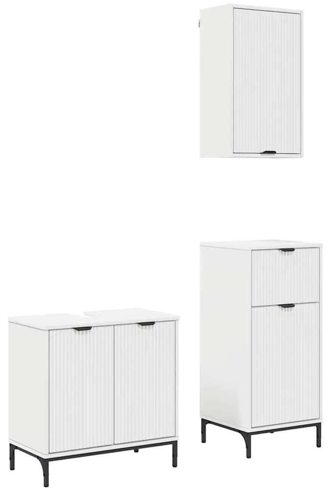 Fürdőszoba bútor szett 3 pcs Fehér 39.5 x 36 x 88 cm Faanyag
