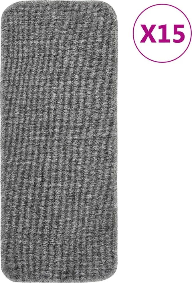 vidaXL 15 db szürke négyszögű csúszásmentes lépcsőszőnyeg 60 x 25 cm