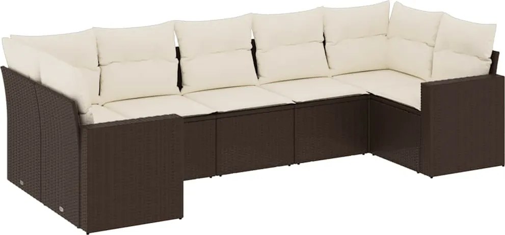 vidaXL 7 részes barna polyrattan kerti ülőgarnitúra párnákkal