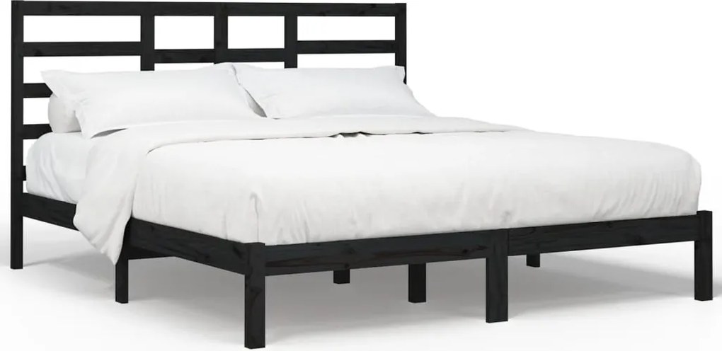 vidaXL fekete tömör fa ágykeret 200 x 200 cm