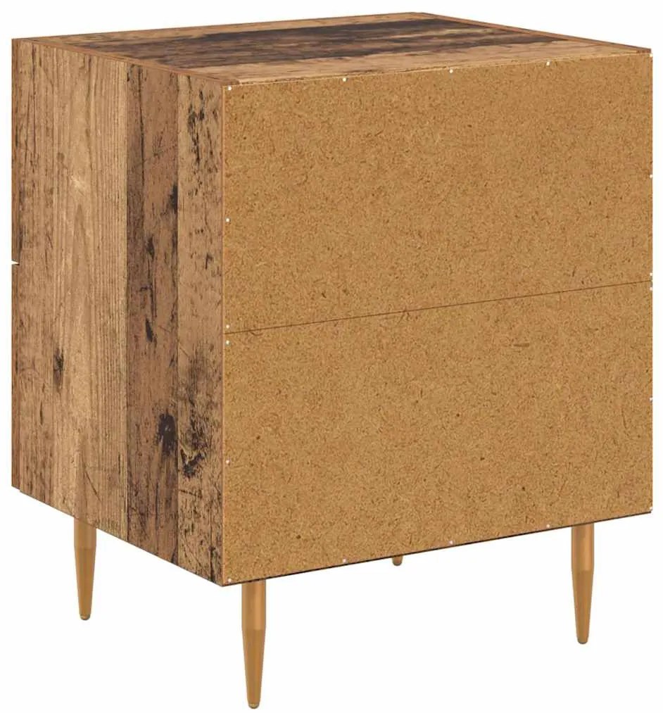 vidaXL Éjjeliszekrény fiókkal 2 pcs Öreg fa 40 x 35 x 47,5 cm Faanyag