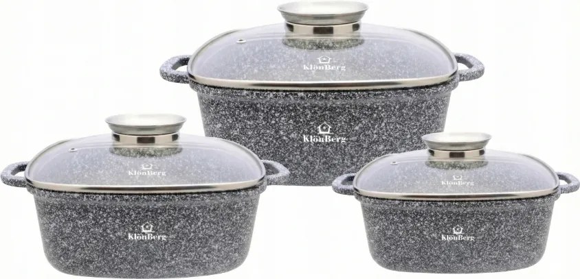 Gránit Edénykészlet 3 Db-os Szögletes Indukciós 2.7/4.5/6.7L