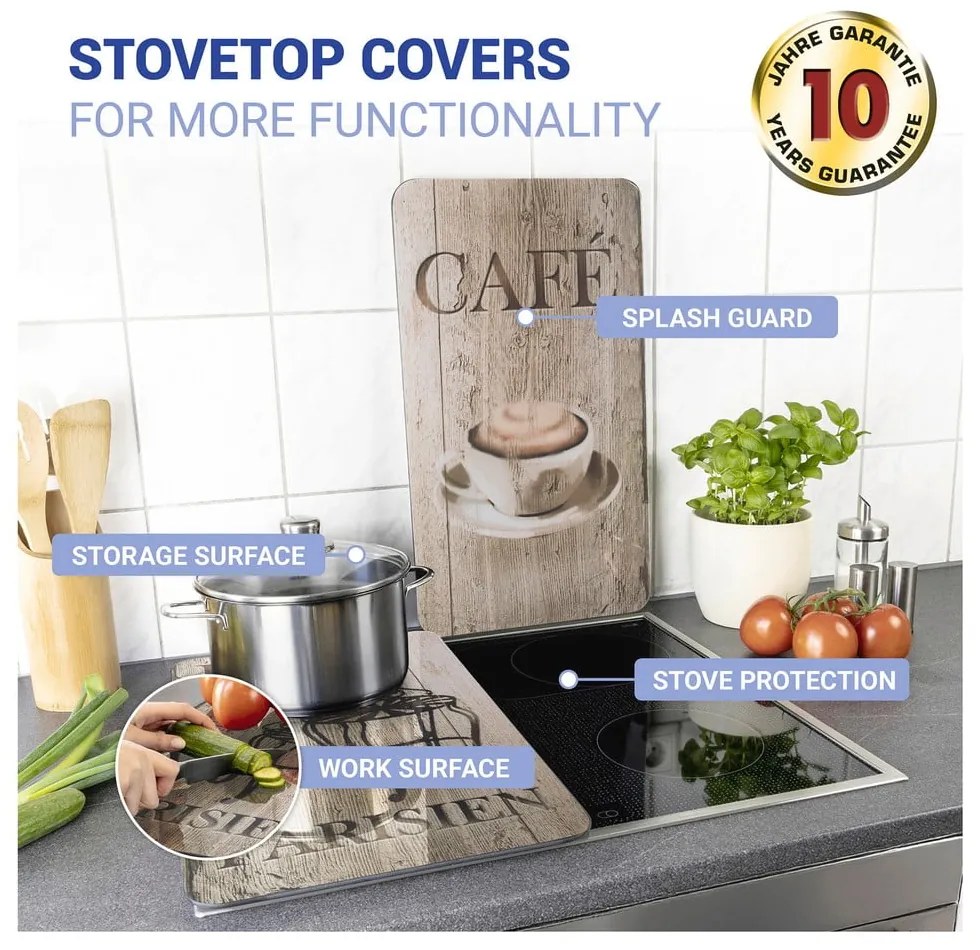 Edzett üveg tűzhely fedőlap szett 2 db-os 30x52 cm Bistrot – Wenko