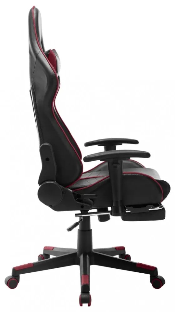 fekete és bordó műbőr gamer szék lábtámasszal