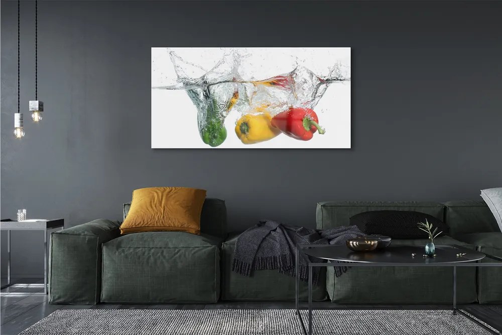Üvegképek Színes paprika vízben 120x60cm