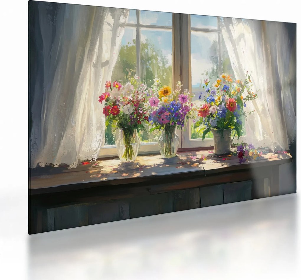 Üveg kép - Csokor az ablaknál (70x50 cm)