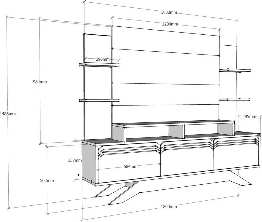 Delpi Walnut and White TV-fal