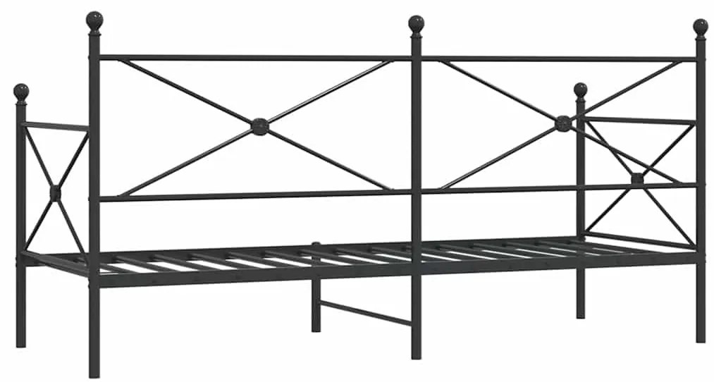 fekete acél kanapéágy matrac nélkül 75 x 190 cm