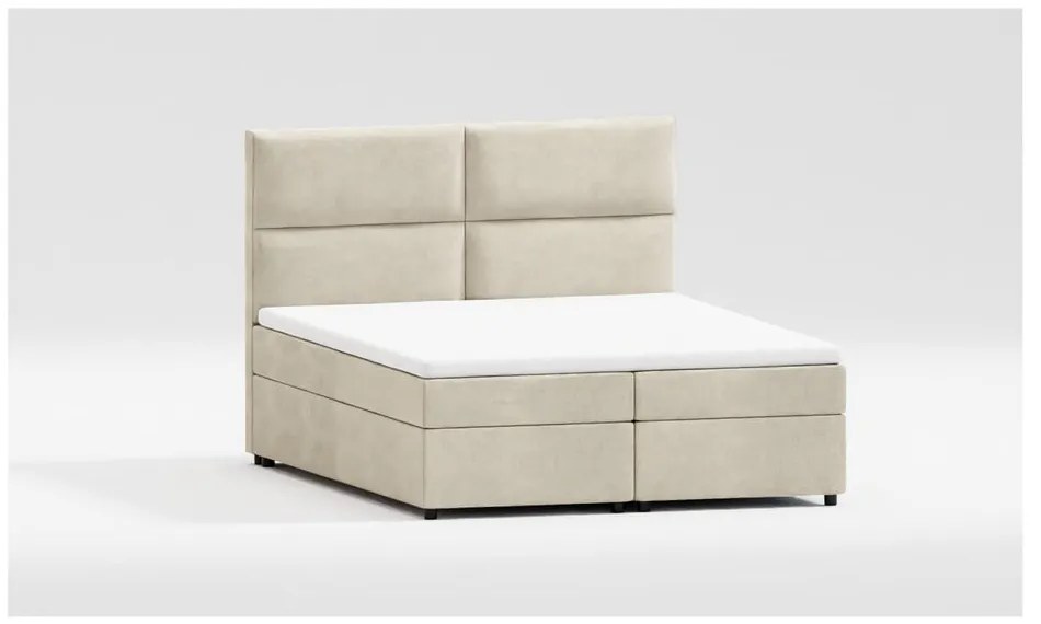Bézs ágyneműtartós boxspring ágy 160x200 cm Rico – Ropez
