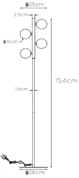Lucide 45774/04/02 - Állólámpa TYCHO 4xG9/28W/230V arany