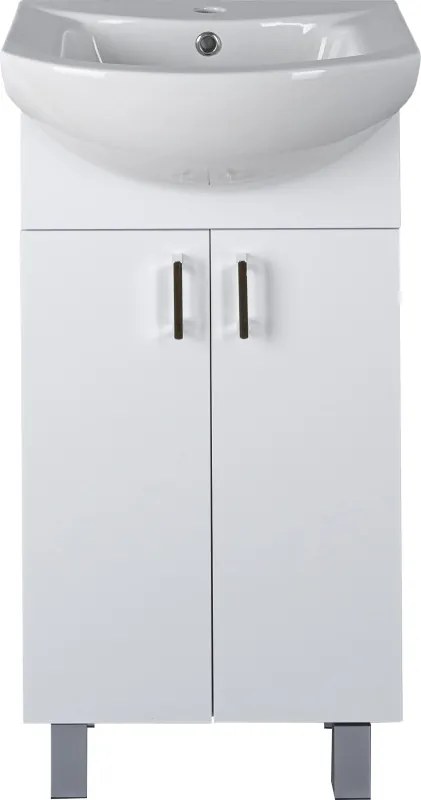 VivaStyle EKONOMIK 45 lábon álló 2 ajtós fürdőszoba bútor Sanovit ZENON 6045 mosdóval 45 x 40 cm