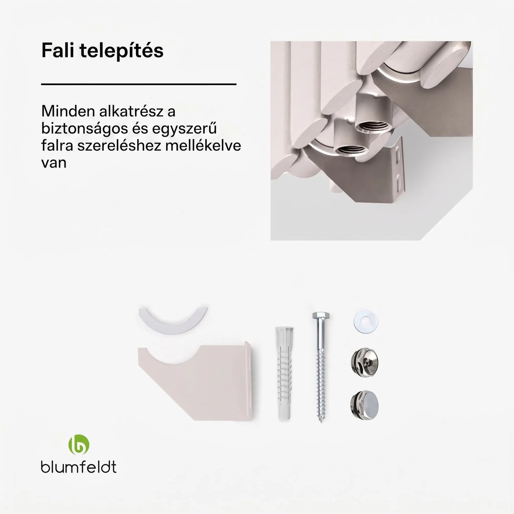 Blumfeldt Tallheo, 41 x 160, radiátor, fürdőszoba radiátor, csőradiátor, 1472 W, melegvizes, 1/2