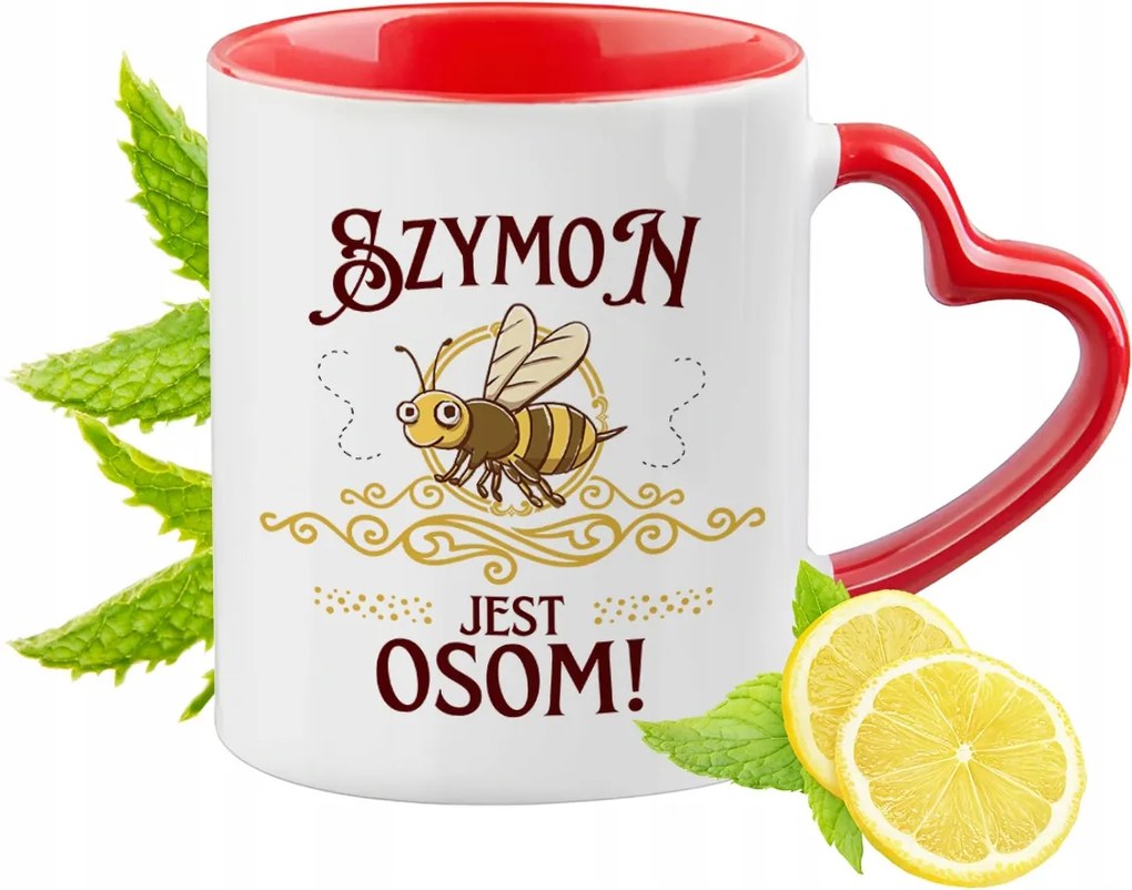 Simonnak Piros Bögre Szív Alakú Füllel Ajándék