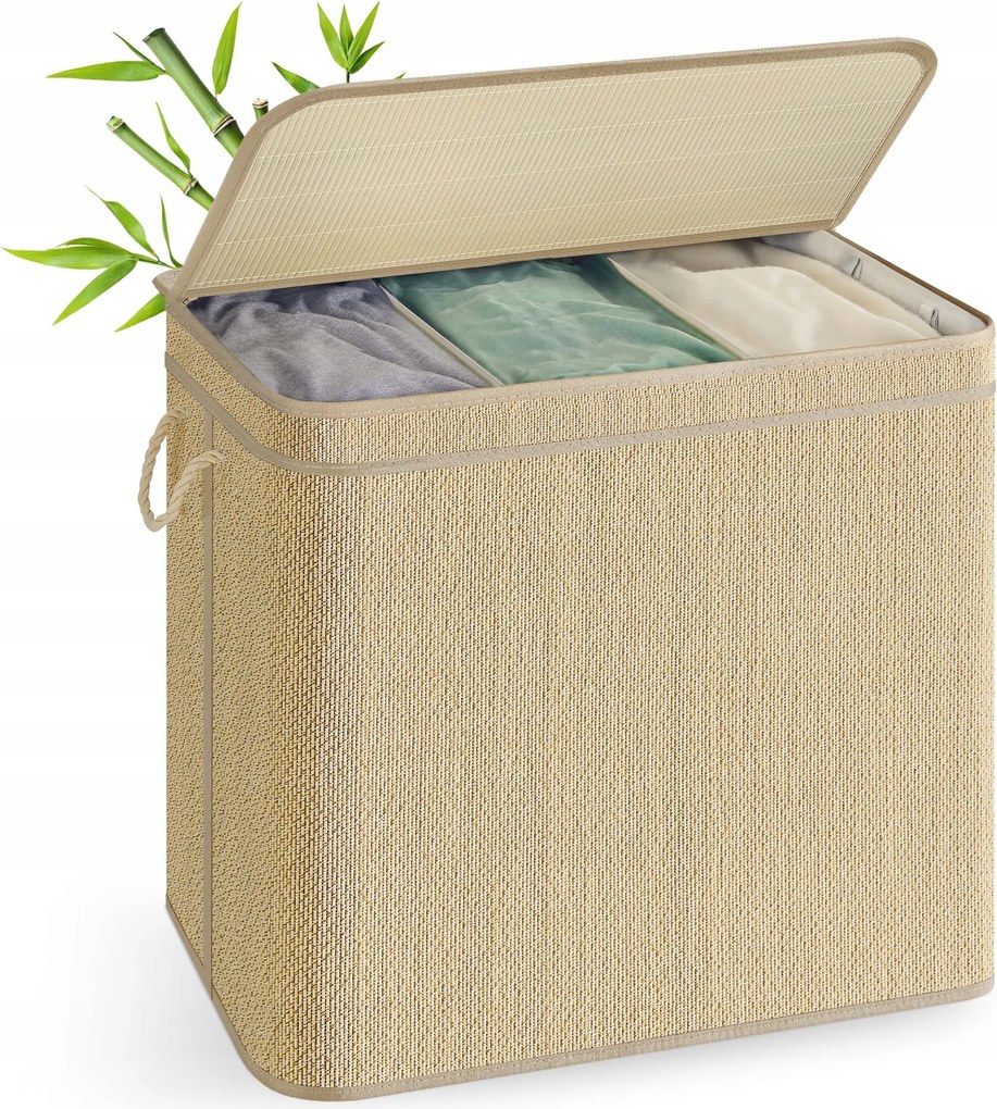 Szabadonálló szennyestartó kosár Songmics 170l bézs