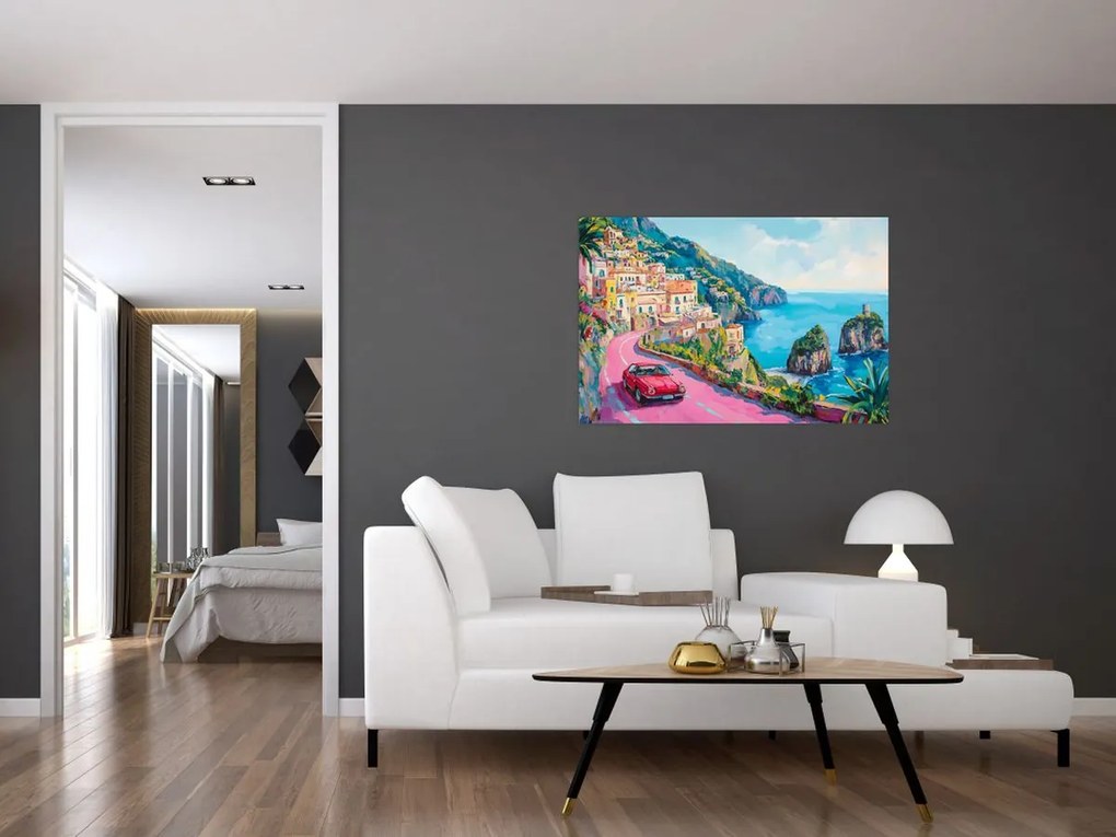Kép - Rózsaszín part menti út (90x60 cm)