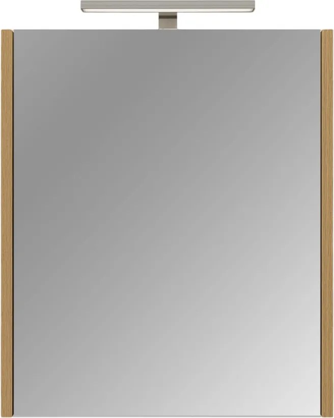 Piramida AKVA Tükrös fürdőszobai szekrény - LED világítással - FEHÉR-TÖLGY - 60 x 69 x 15 cm