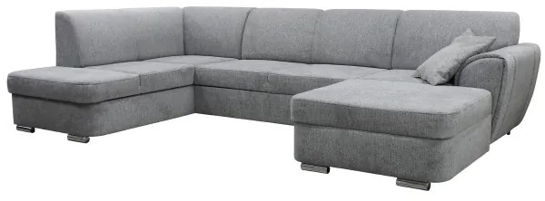 SERPA U-alakú, ággyá alakítható balos sarokülőgarnitúra tárolóval, szürke
