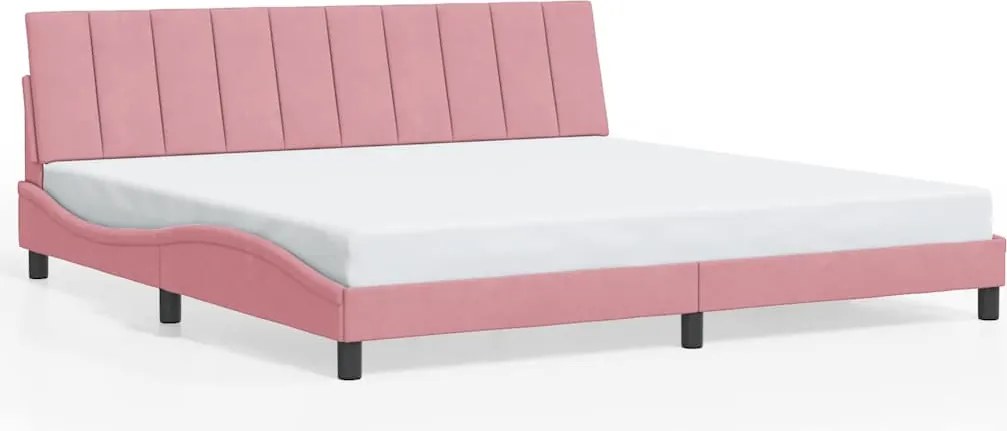 vidaXL rózsaszín bársony ágykeret matrac nélkül Hanko 200 x 200 cm