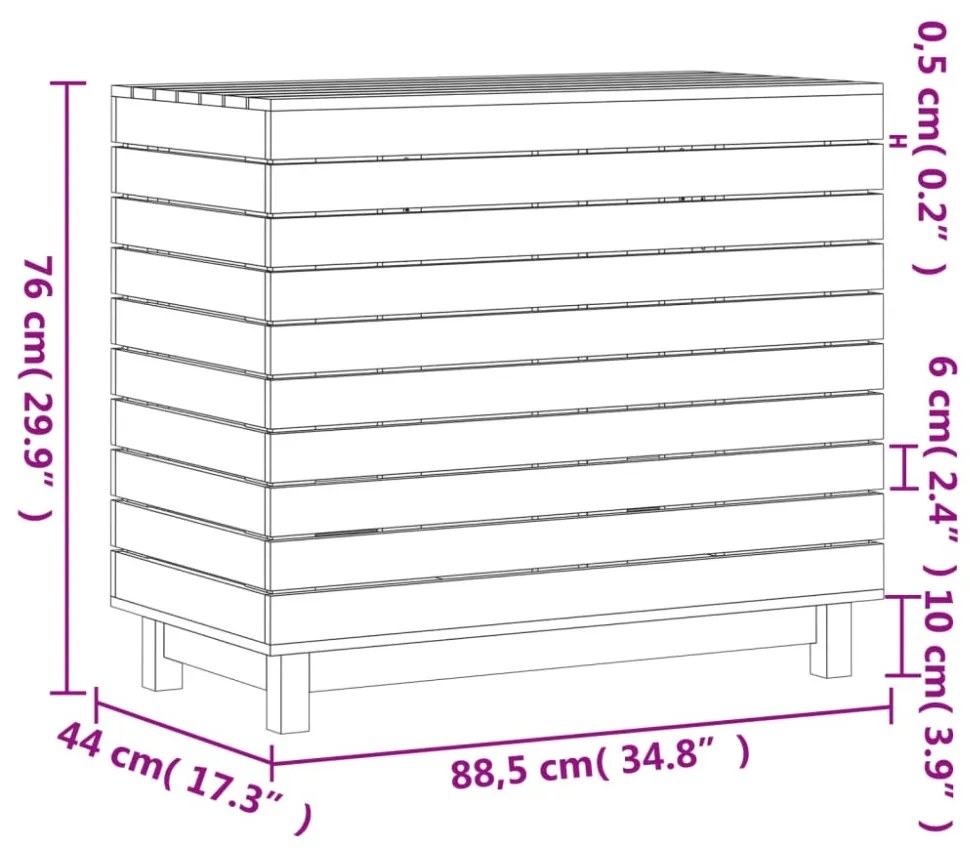 tömör fenyőfa szennyestartó láda 88,5 x 44 x 76 cm