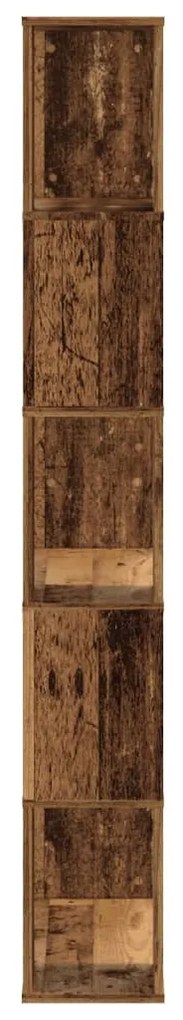 5 szintes antik fa színű fa könyvespolc 80,5 x 23,5 x 162,5 cm