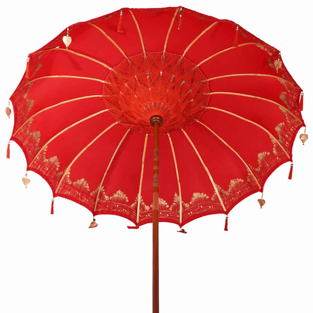 Balinéz Napernyő Piros 210-220 cm Pamut, tömör fa