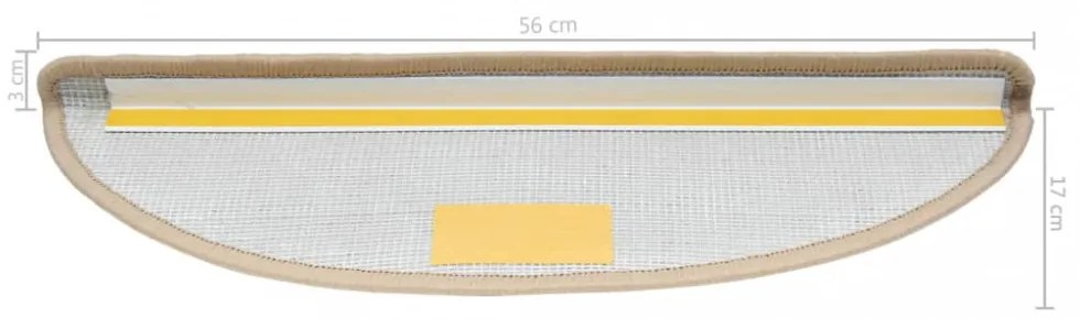 15 db krémszínű lépcsőszőnyeg 56 x 17 x 3 cm