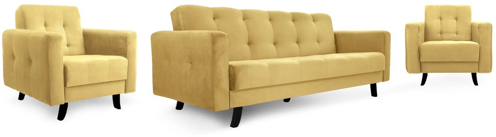 ID LISSZABON ágyazható kanapé ágyneműtartóval - sárga