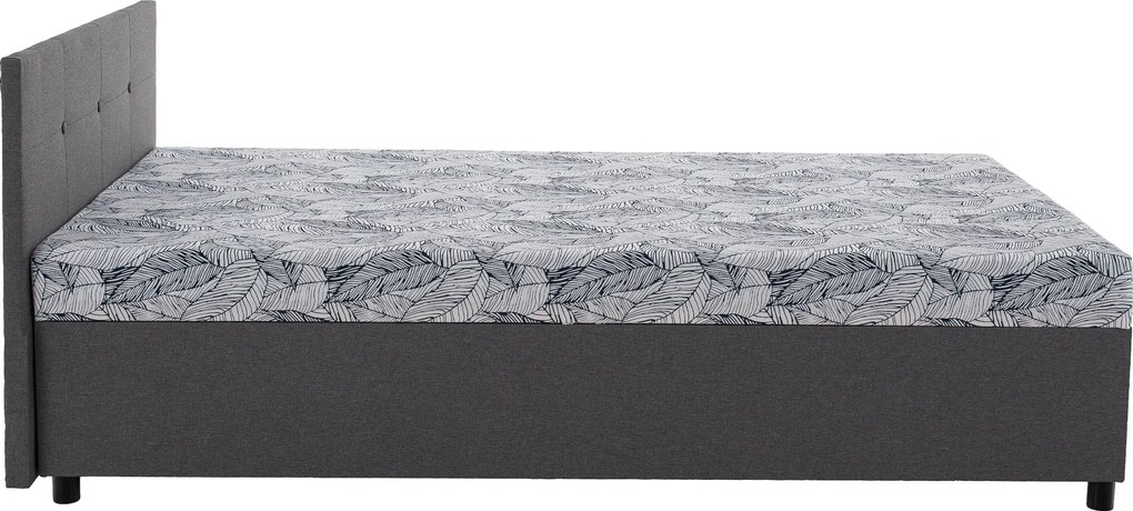 Ágy, 110x200, molitán, szürke/mintás, SHERIN