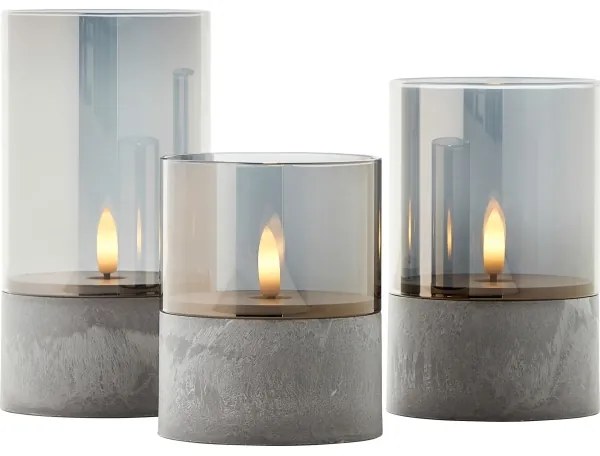 Brilliant - 3 darabos LED gyertya készlet BOUGIE LED/2xAA IP44 szürke/füstszínű