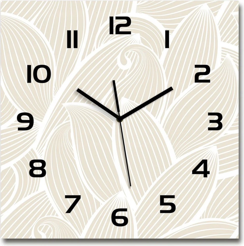 Nagy négyzet alakú üveg falióra Levelek mintás 60x60 cm