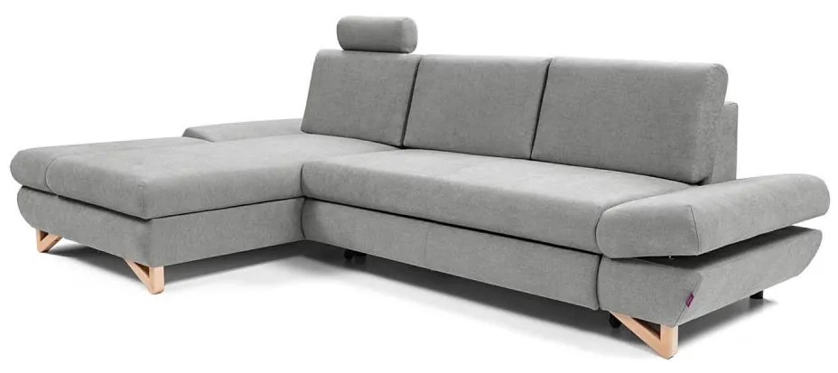 Ágyazható, balos elrendezésű L-alakú kárpitozott sarokülőgarnitúra AVESTA, szürke, tárolóval