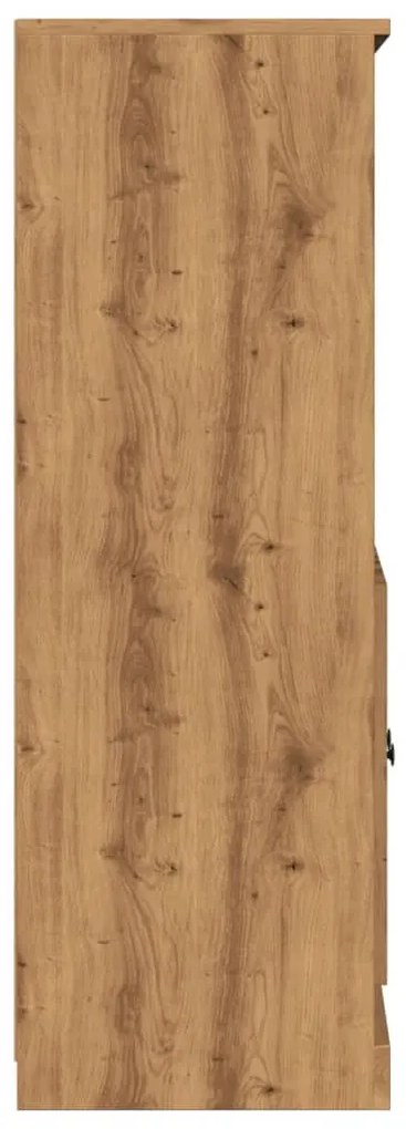 kézműves tölgy színű szerelt fa magasszekrény 60x35,5x103,5 cm