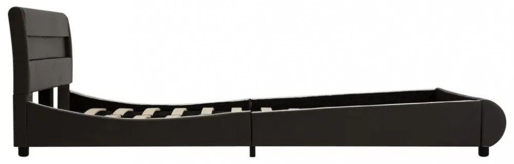 Antracitszürke led-es műbőr ágykeret 140 x 200 cm