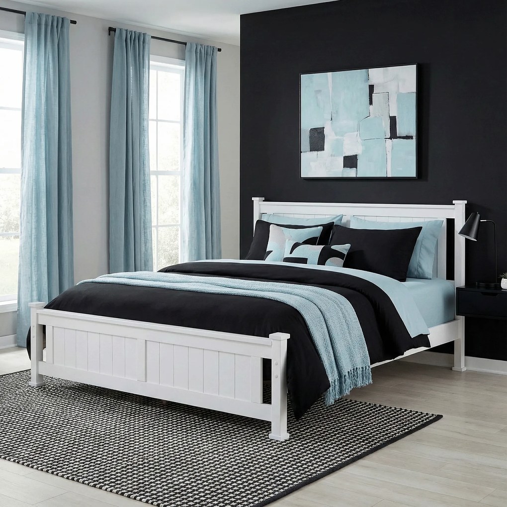 Ágy ágyráccsal, fenyő/fehér, 160x200 LUCAS NEW