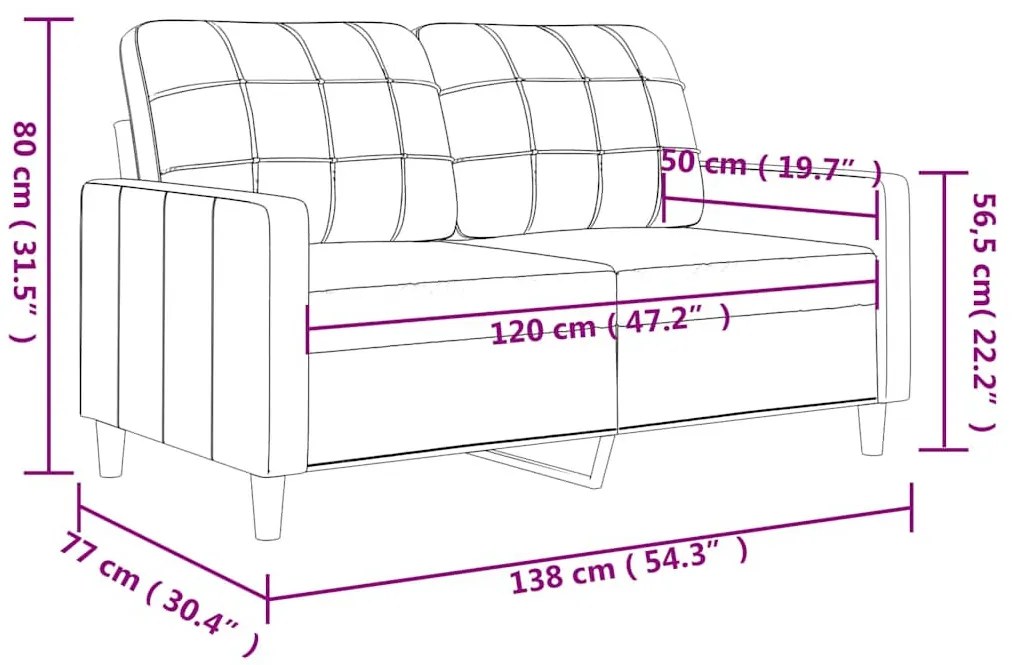 2 személyes bordó műbőr kanapé 120 cm
