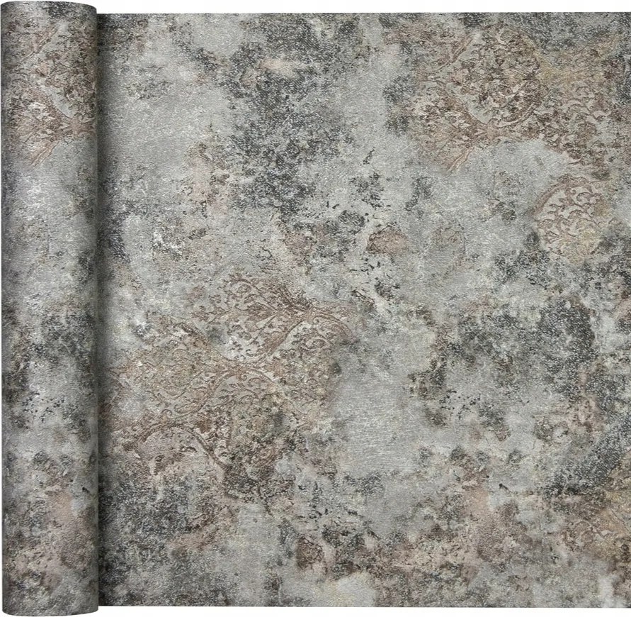 Flizelin tapéta szoba előszoba szürke beton csillámos díszítéssel