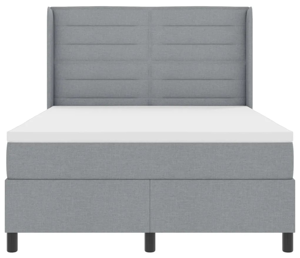 Boxspring Ágy Matrace Sötétszürke 140x200 cm Szövet