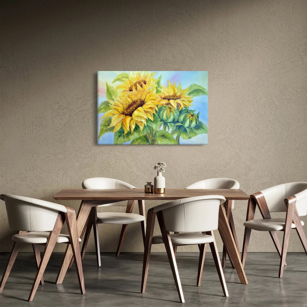 Virágzó napraforgó képe (90x60 cm)