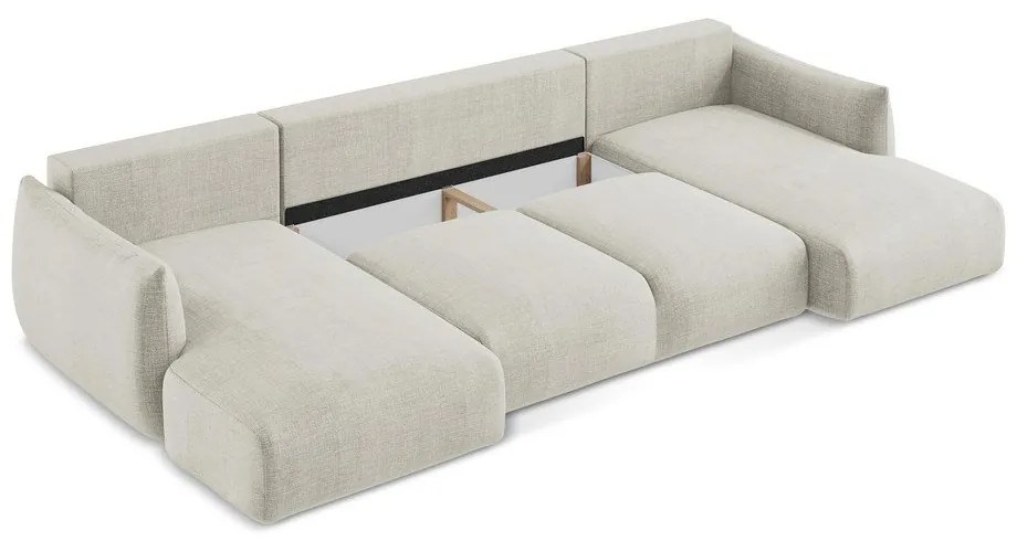 Bézs kinyitható sarokkanapé (U alakú) Leila – Makamii