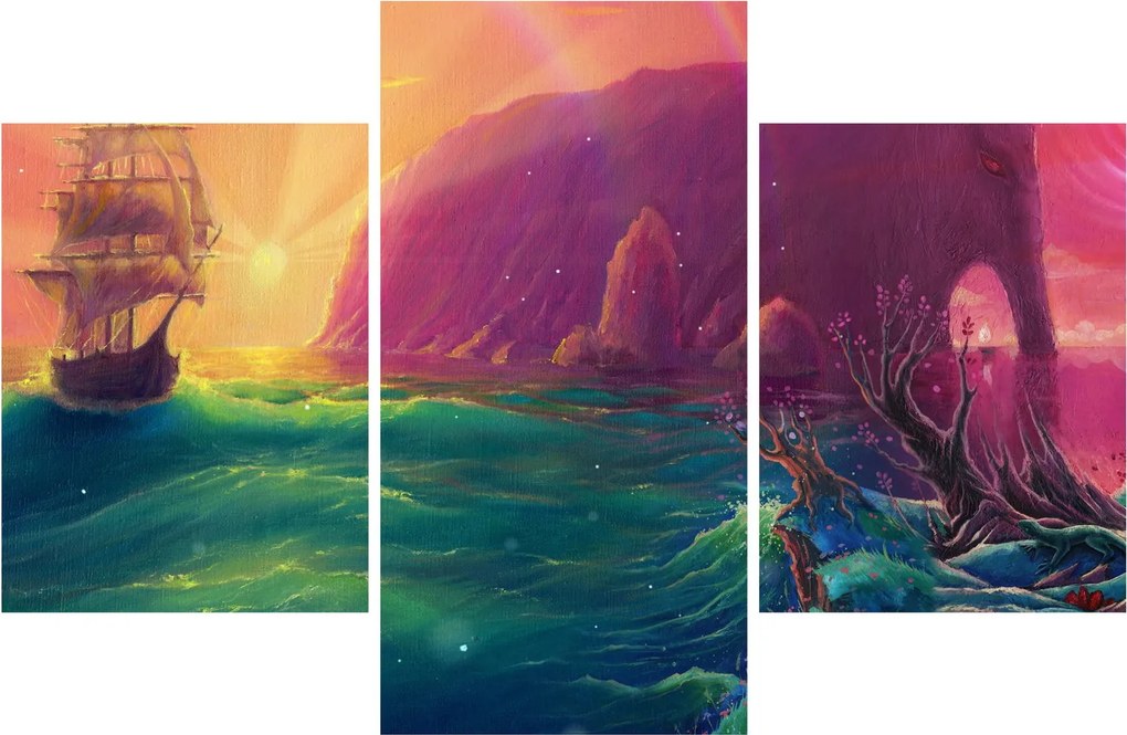 Kép - Olajfestmény, Vitorlázás egy fantasztikus birodalomba (90x60 cm)