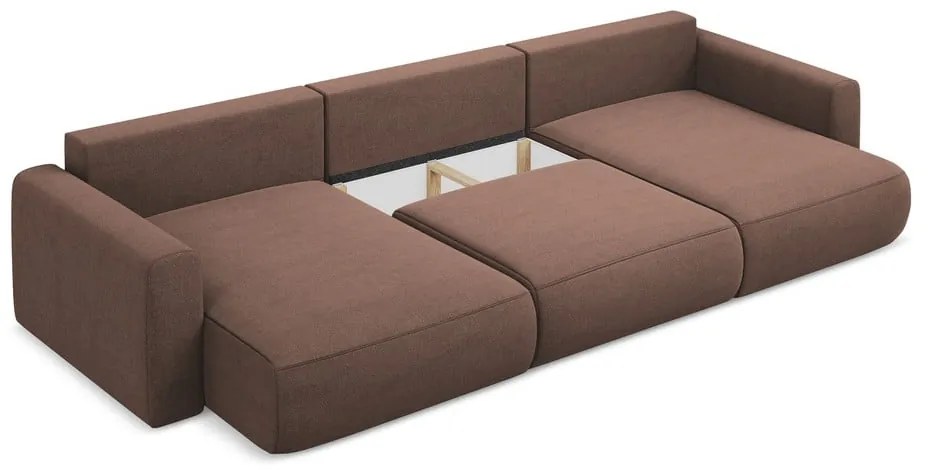 Rózsaszín kinyitható-tárolóhelyes (U alakú) sarokkanapé Kapua – Makamii