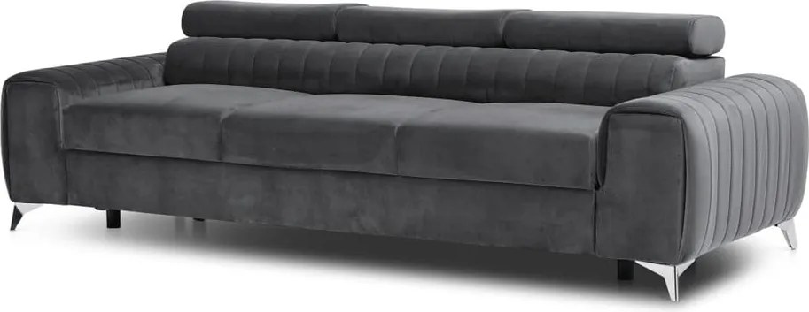 Sötétszürke bársony kinyitható kanapé 261 cm Laurence – ELTAP