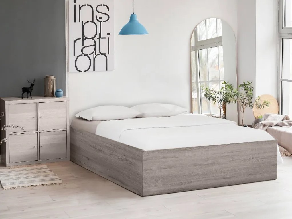 BELLA ágy 160 x 200 cm, szarvasgomba tölgy Matrac: Somnia matrac 18 cm, Ágyrács: Deszkás ágyráccsal