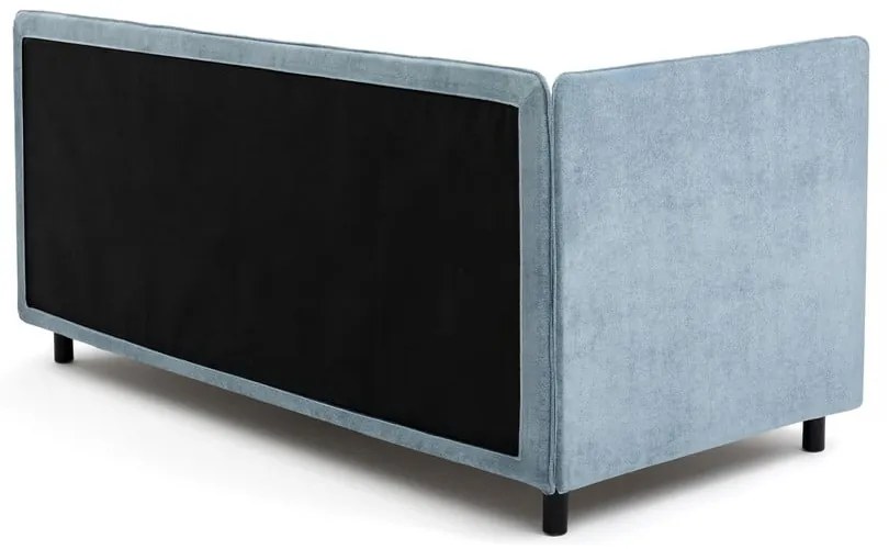 Kék kárpitozott ágyneműtartós egyszemélyes ágy matraccal 90x200 cm Avela – Bonami Selection