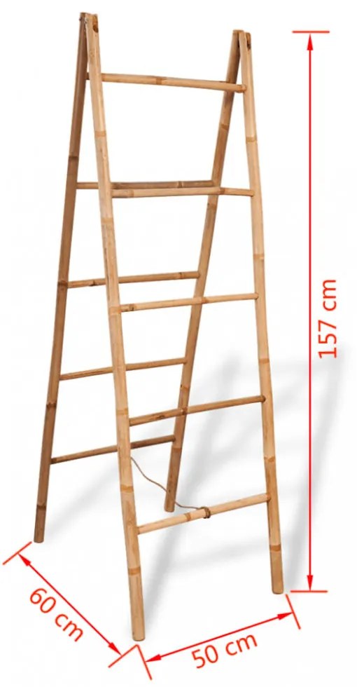 dupla törölközőszárító létra 5 fokos bambusz 50x160 cm