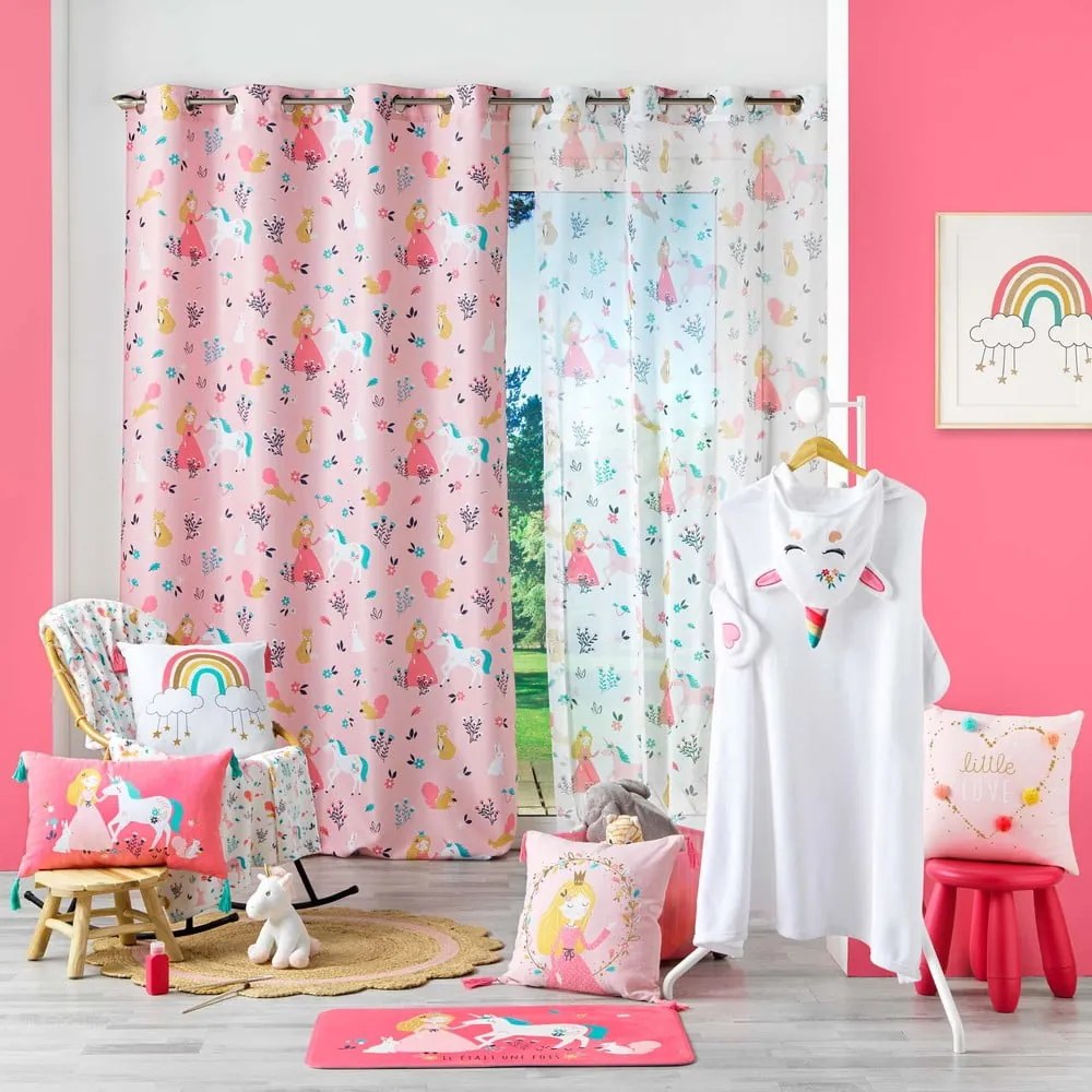 Rózsaszín függöny 140x260 cm Princesse Licorne – douceur d'intérieur