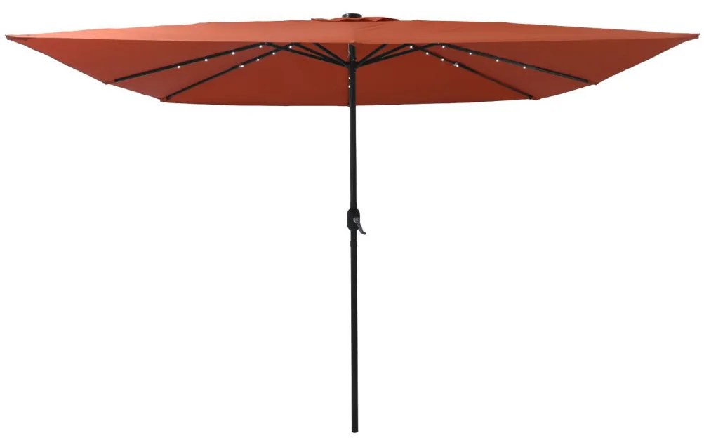 Négyzet alakú Kerti Napernyő LED Fénnyel 295x245 cm Terrakotta